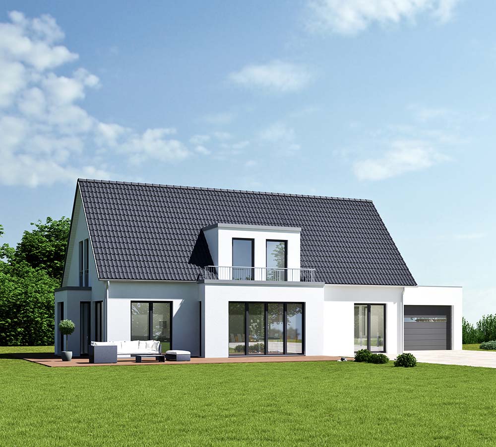 Einfamilienhaus mit gepflegten gemähtem Rasenstück